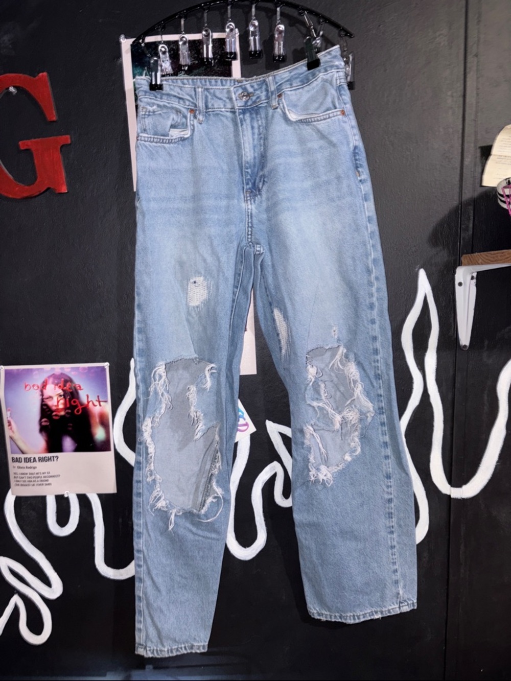 Forever 21 Light Blue Distressed Boyfriend Jeans